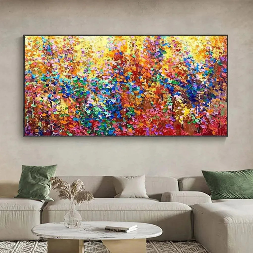 AUTUMN GLOW: Textured Abstract Landscape Painting in Vibrant Autumn Colors