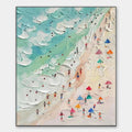 BEACH DAY: Textured Beach Scene Painting with Colorful Umbrellas