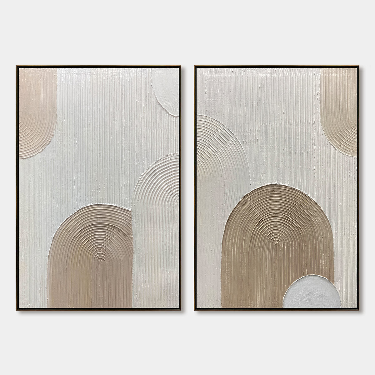 Ready to Ship | Beige Arches Diptych: Vertical Textured Abstract Wall Art Set