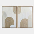 BEIGE TEXTURED ARCHES DIPTYCH: Textured Abstract Painting Set of 2, Vertical Wall Art
