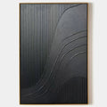 BLACK TEXTURED CURVES: Minimalist Textured Abstract Painting