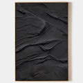 BLACK TEXTURED IMPASTO: Dramatic Black Impasto Painting, Vertical Wall Art