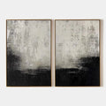 BLACK & WHITE ABSTRACT DIPTYCH: Textured Abstract Painting Set of 2, Vertical Wall Art