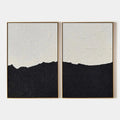 BLACK & WHITE ABSTRACT LANDSCAPE DIPTYCH: Textured Abstract Painting Set of 2, Vertical Wall Art