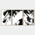 BLACK & WHITE ABSTRACT TRIPTYCH: Abstract Painting Set of 3, Vertical Wall Art
