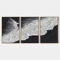 BLACK & WHITE OCEAN TRIPTYCH: Abstract Ocean Painting Set of 3, Vertical Wall Art