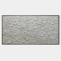 BLANC BLOOM: Textured White Floral Painting, Horizontal Canvas, Minimalist Wall Art
