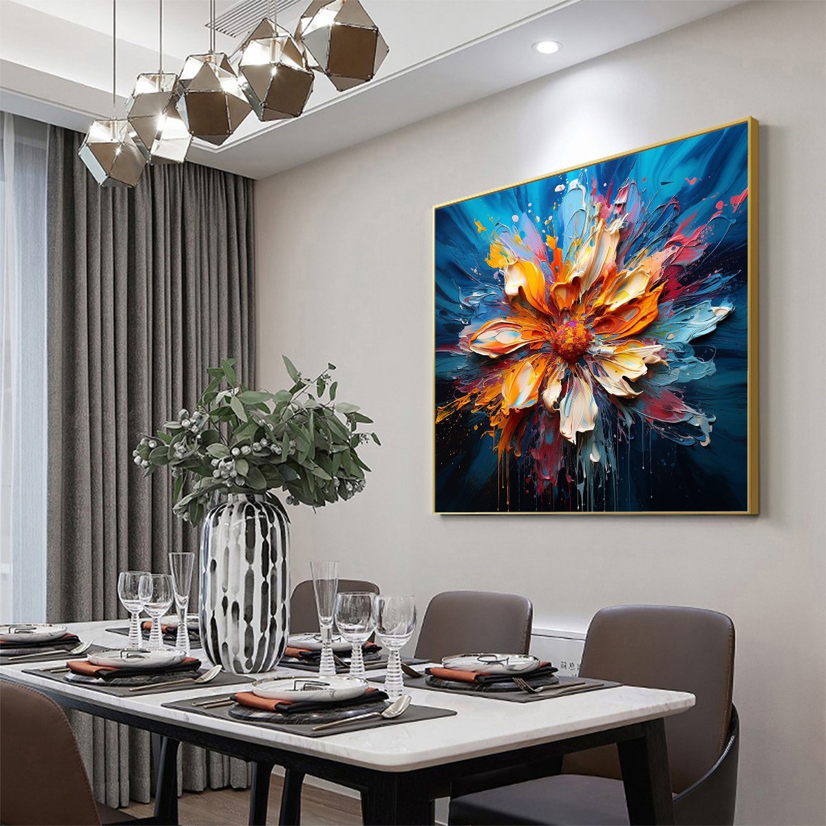 BLOOMING BURST: Textured Impasto Floral Oil Painting