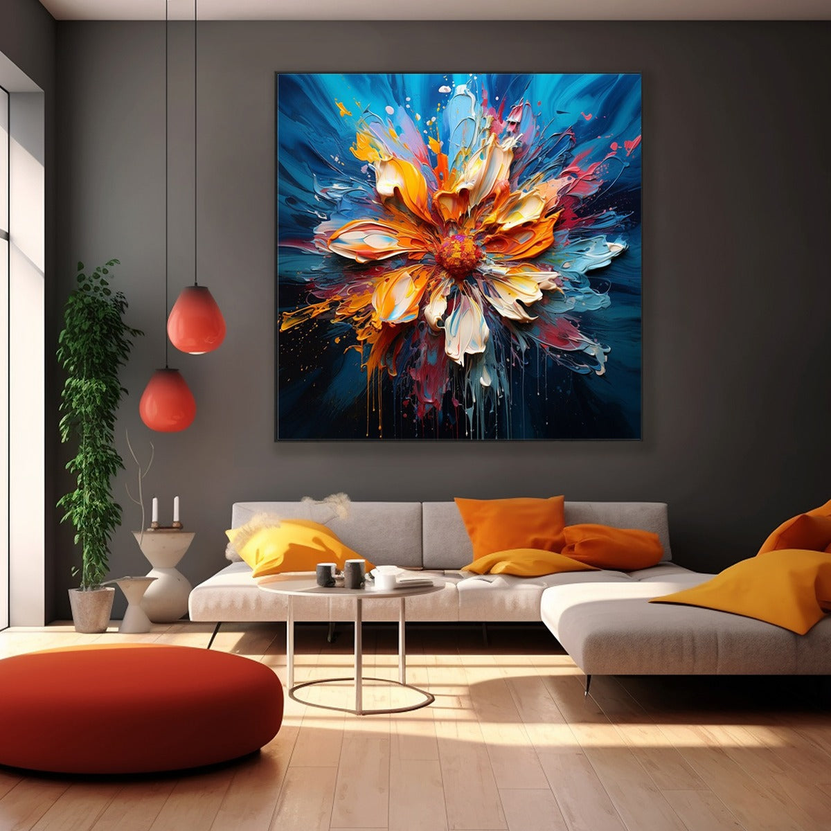 BLOOMING BURST: Textured Impasto Floral Oil Painting