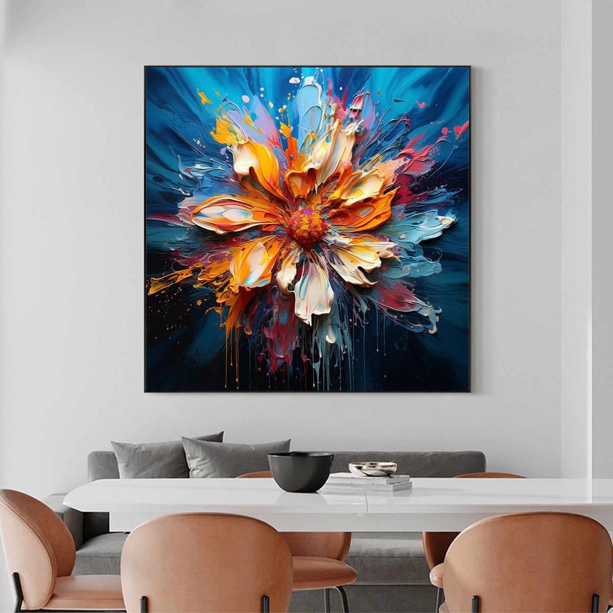 BLOOMING BURST: Textured Impasto Floral Oil Painting