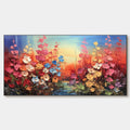 BLOOMING MEADOW: Panoramic Floral Landscape Painting, Impasto Flowers, Colorful, Living Room, Bedroom, Dining Room