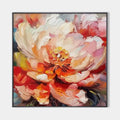 BLOOMING PEONY: Textured Impasto Peony Painting in Pink and Orange