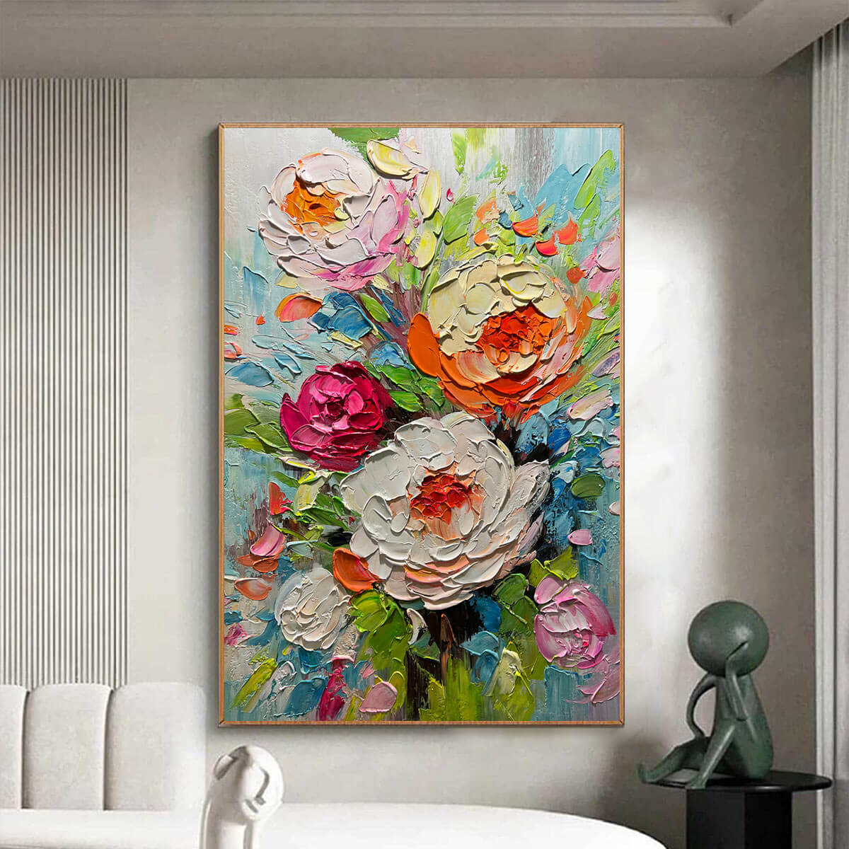 BLOOMING RHAPSODY: Colorful Floral Impasto Oil Painting