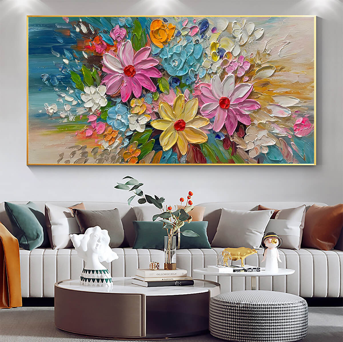 BLOOMING RHAPSODY: Colorful Floral Impasto Oil Painting