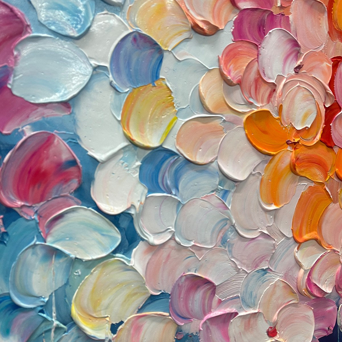 BLOOMING RHAPSODY: Textured Impasto Floral Oil Painting