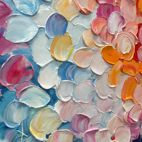 BLOOMING RHAPSODY: Textured Impasto Floral Oil Painting