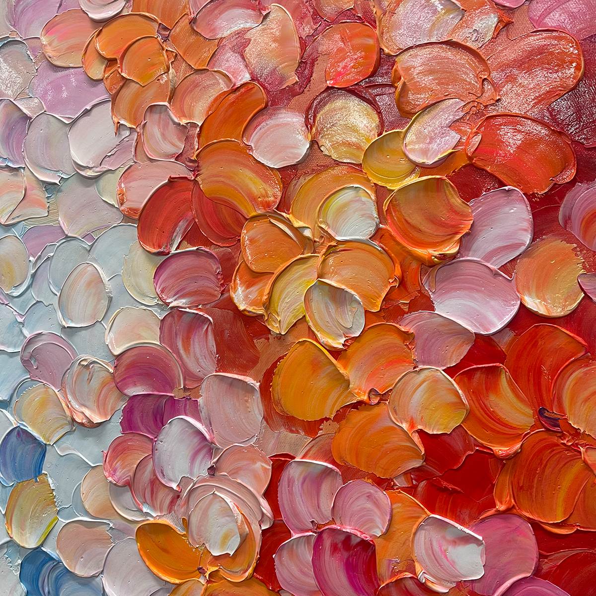 BLOOMING RHAPSODY: Textured Impasto Floral Oil Painting