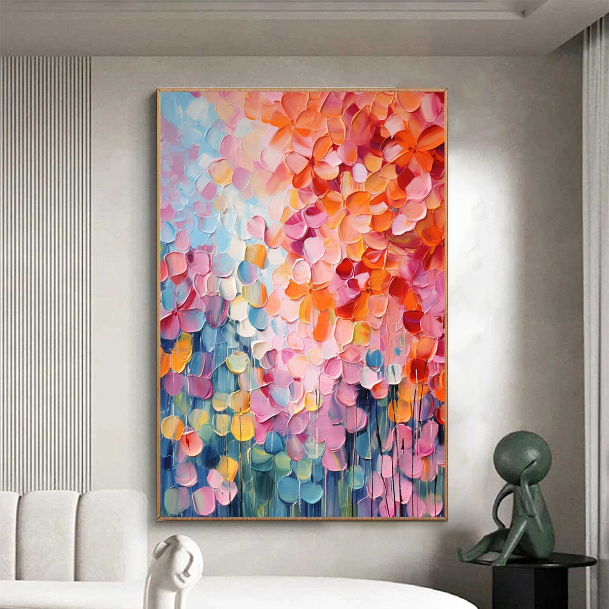 BLOOMING RHAPSODY: Textured Impasto Floral Oil Painting