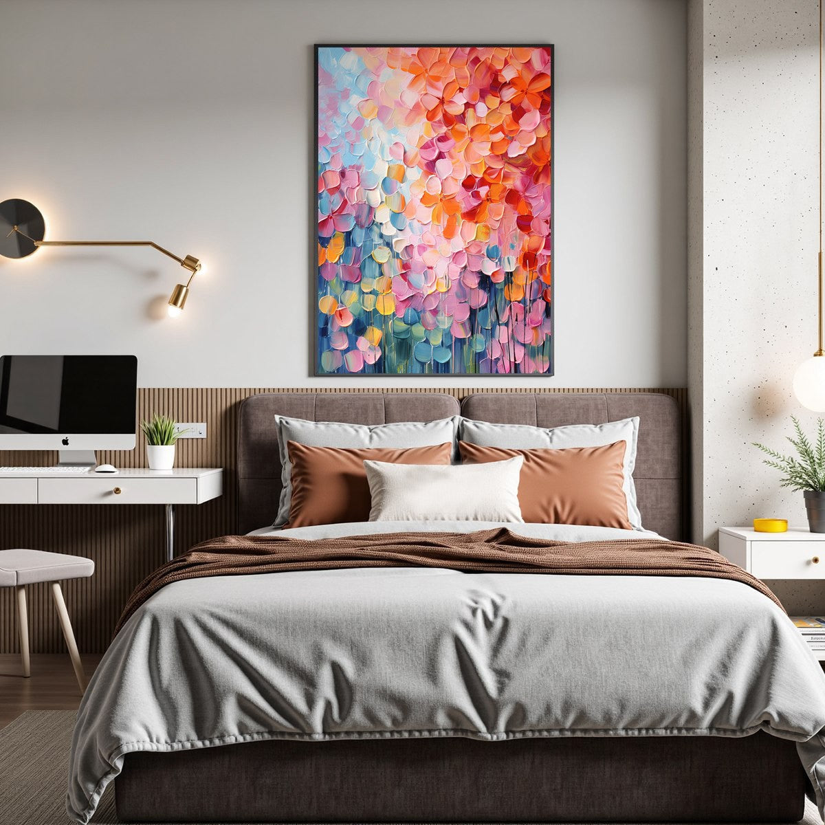 BLOOMING RHAPSODY: Textured Impasto Floral Oil Painting