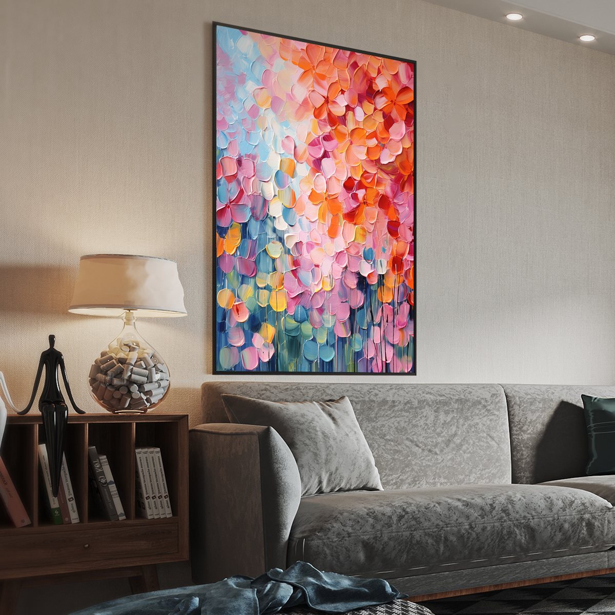 BLOOMING RHAPSODY: Textured Impasto Floral Oil Painting