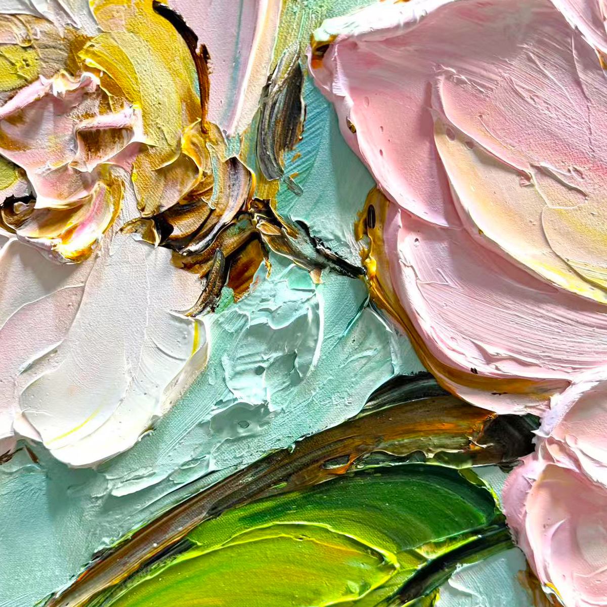 Ready to Ship | BLOSSOM SERENADE: Textured Impasto Floral Oil Painting