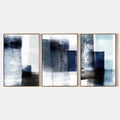 BLUE ABSTRACT TRIPTYCH: Abstract Painting Set of 3, Vertical Wall Art
