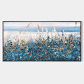 BLUE DUNES: Coastal Landscape Painting with Blue Flowers