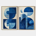 BLUE HARMONY: Minimalist Geometric Abstract Acrylic Painting