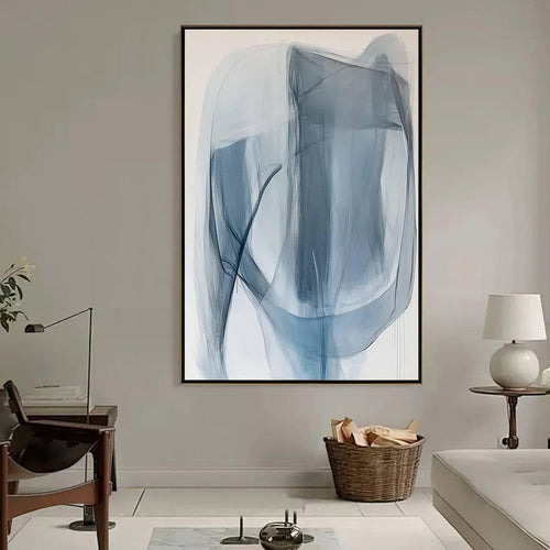 BLUE WHISPERS: Abstract Minimalist Oil Painting