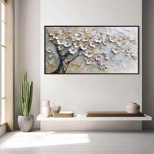 BLOSSOM SERENADE: Textured Impasto Cherry Blossom Painting