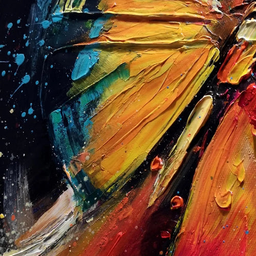 BUTTERFLY NEBULA: Colorful Butterfly Oil Painting on Canvas