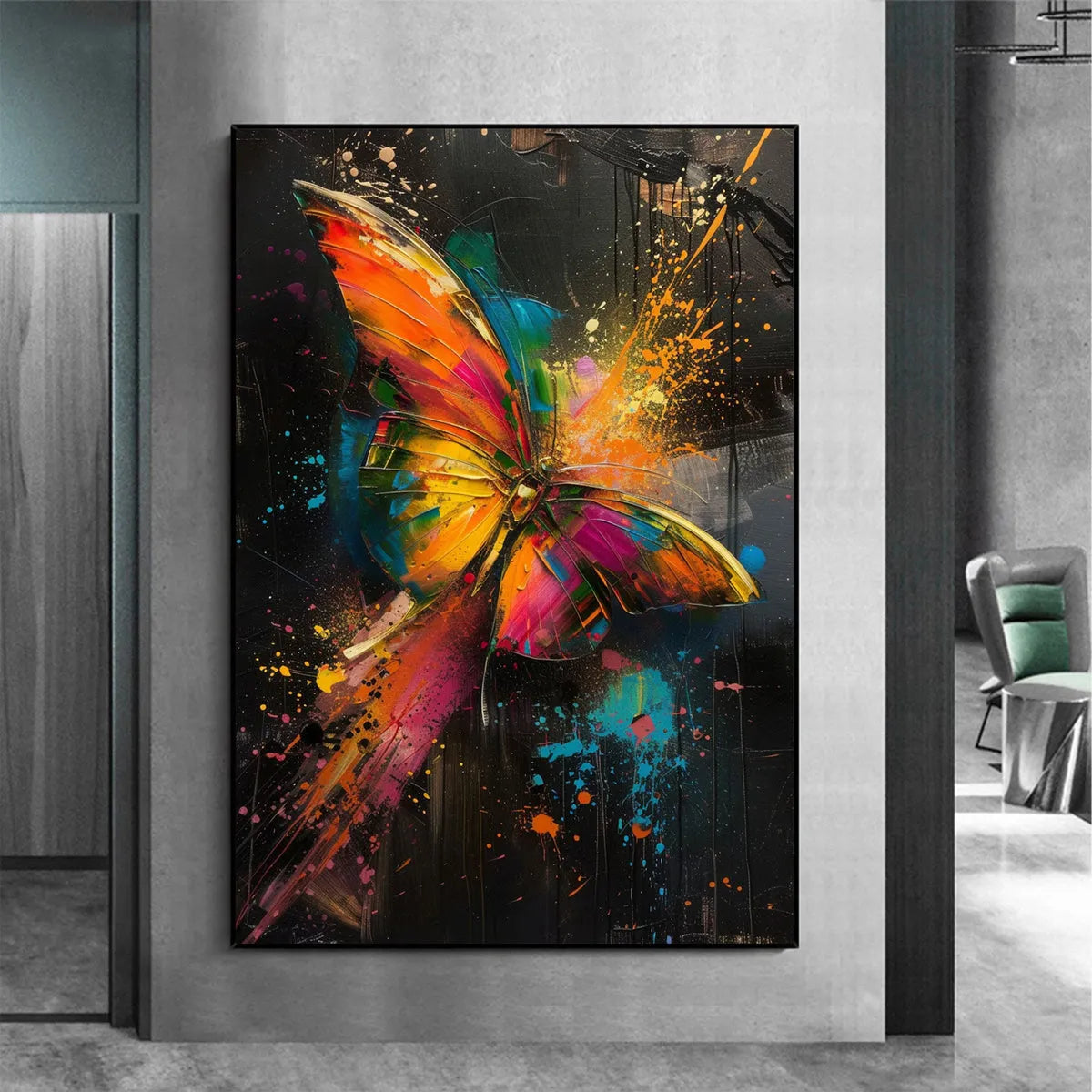 BUTTERFLY NEBULA: Colorful Butterfly Oil Painting on Canvas