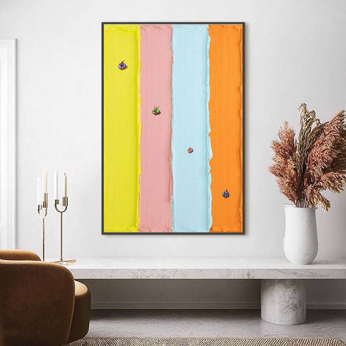 CANDY STRIPE SERENADE: Minimalist Pastel Textured Oil Painting