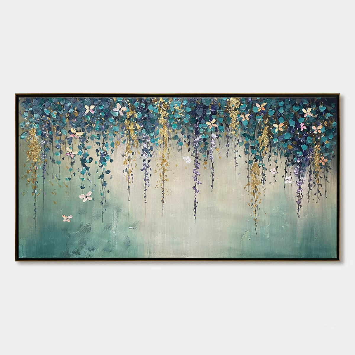 Ready to Ship | CASCADE: Panoramic Floral and Butterfly Oil Painting
