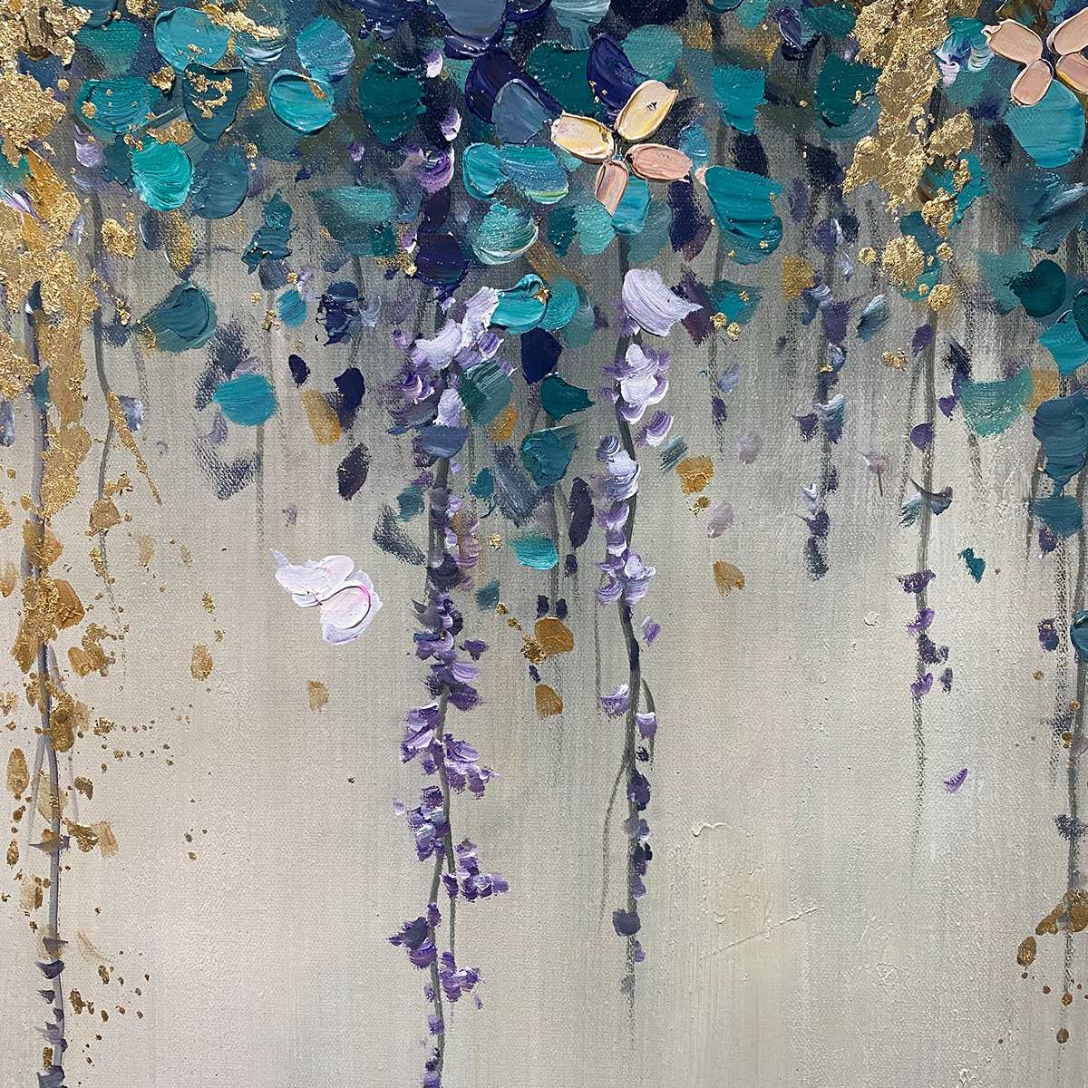 Ready to Ship | CASCADE: Panoramic Floral and Butterfly Oil Painting
