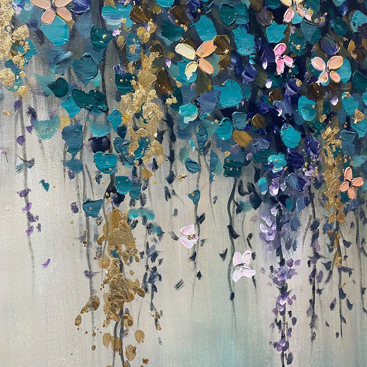 Ready to Ship | CASCADE: Panoramic Floral and Butterfly Oil Painting