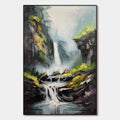 CASCADING MIST: Waterfall Landscape Nature Oil Painting