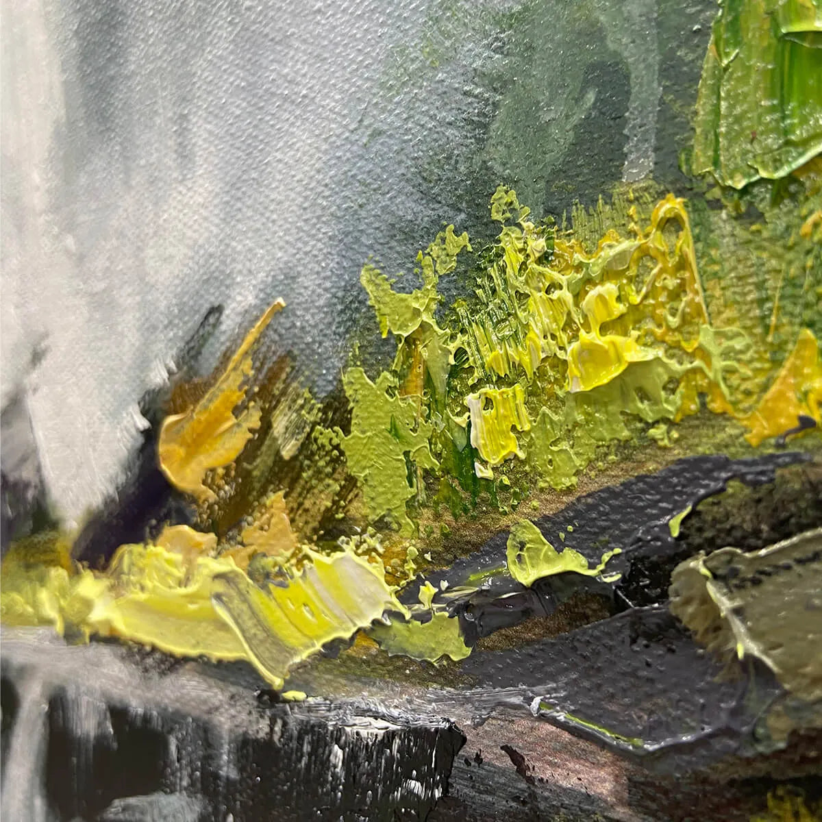 CASCADING MIST: Waterfall Landscape Nature Oil Painting