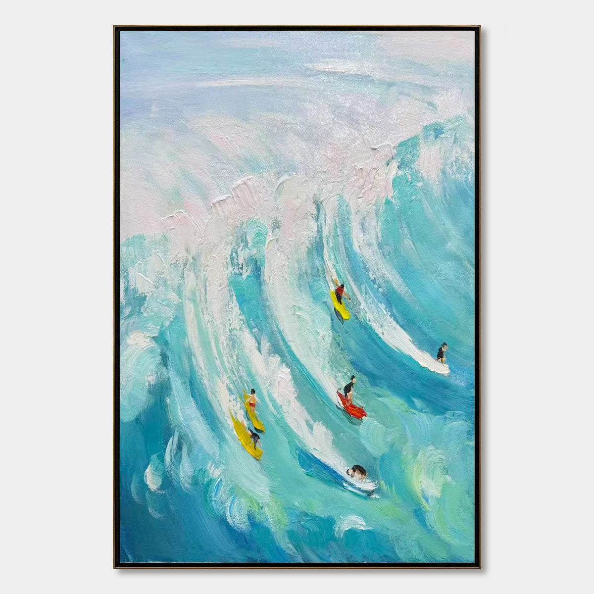 Ready to Ship | Catching the Wave: Vertical Surfer Ocean Painting
