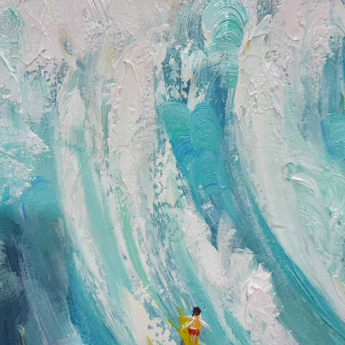 Ready to Ship | Catching the Wave: Vertical Surfer Ocean Painting