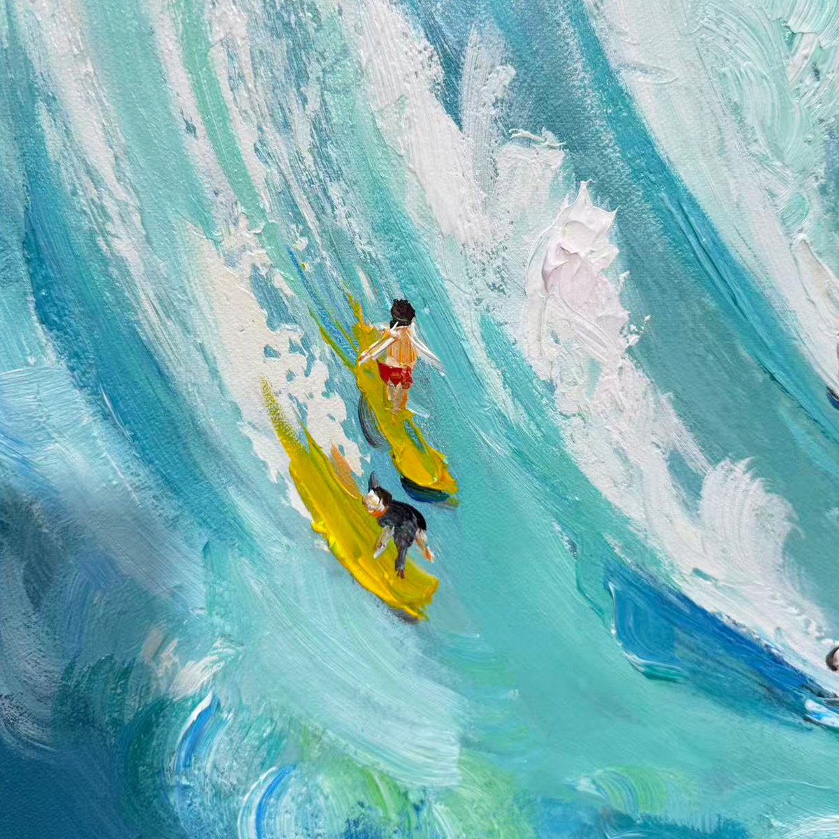 Ready to Ship | Catching the Wave: Vertical Surfer Ocean Painting