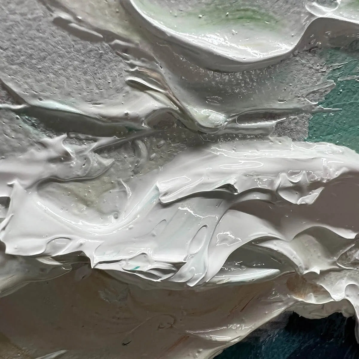 CATCHING THE WAVE: Textured Surfers Ocean Scene Oil Painting