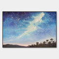 CELESTIAL DREAMSCAPE: Nightscape Painting, Starry Sky Wall Art, Panoramic Landscape, Horizontal Canvas