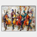 CELLOS IN HARMONY: Textured Musicians Oil Painting