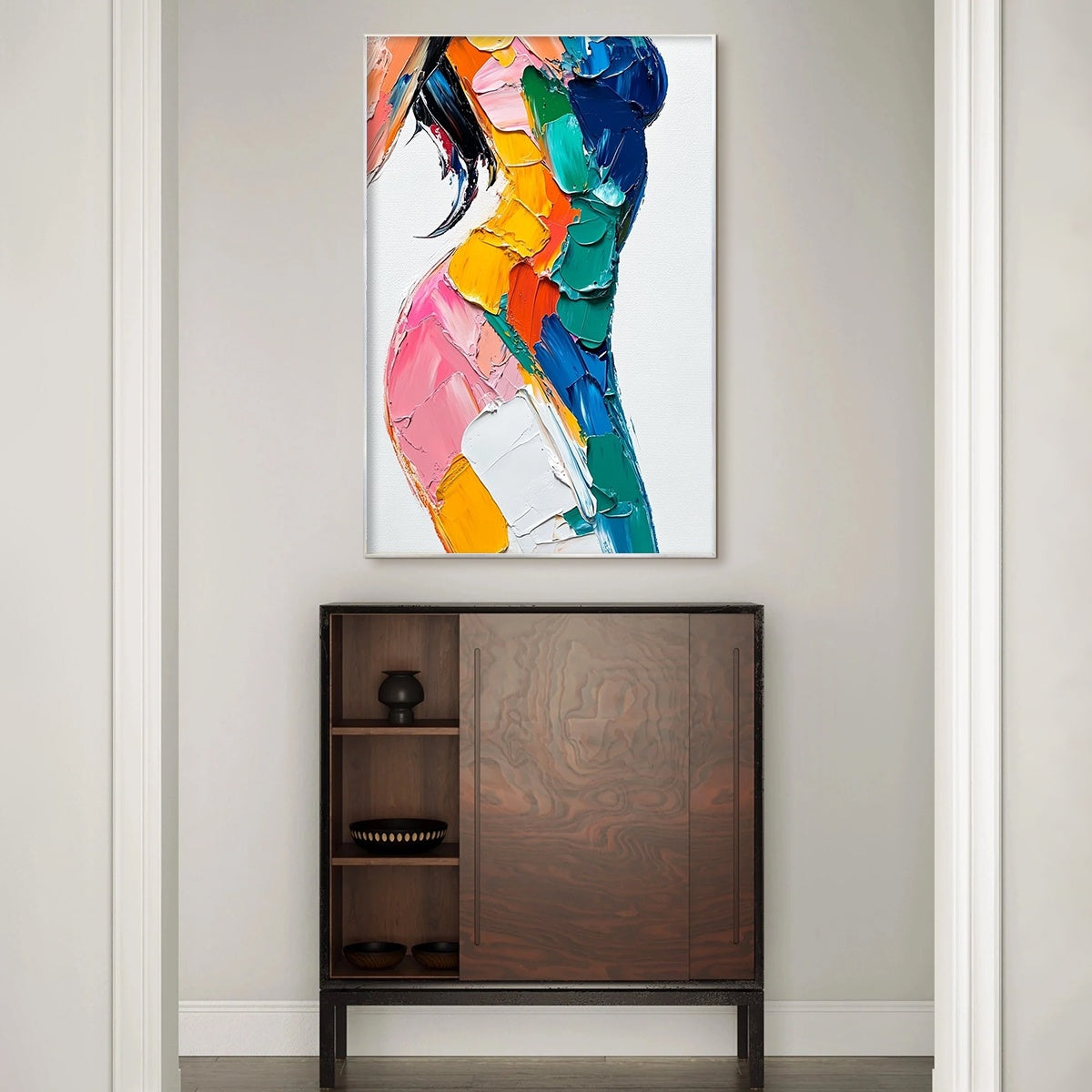 CHROMATIC FIGURE: Textured Impasto Abstract Figure Oil Painting