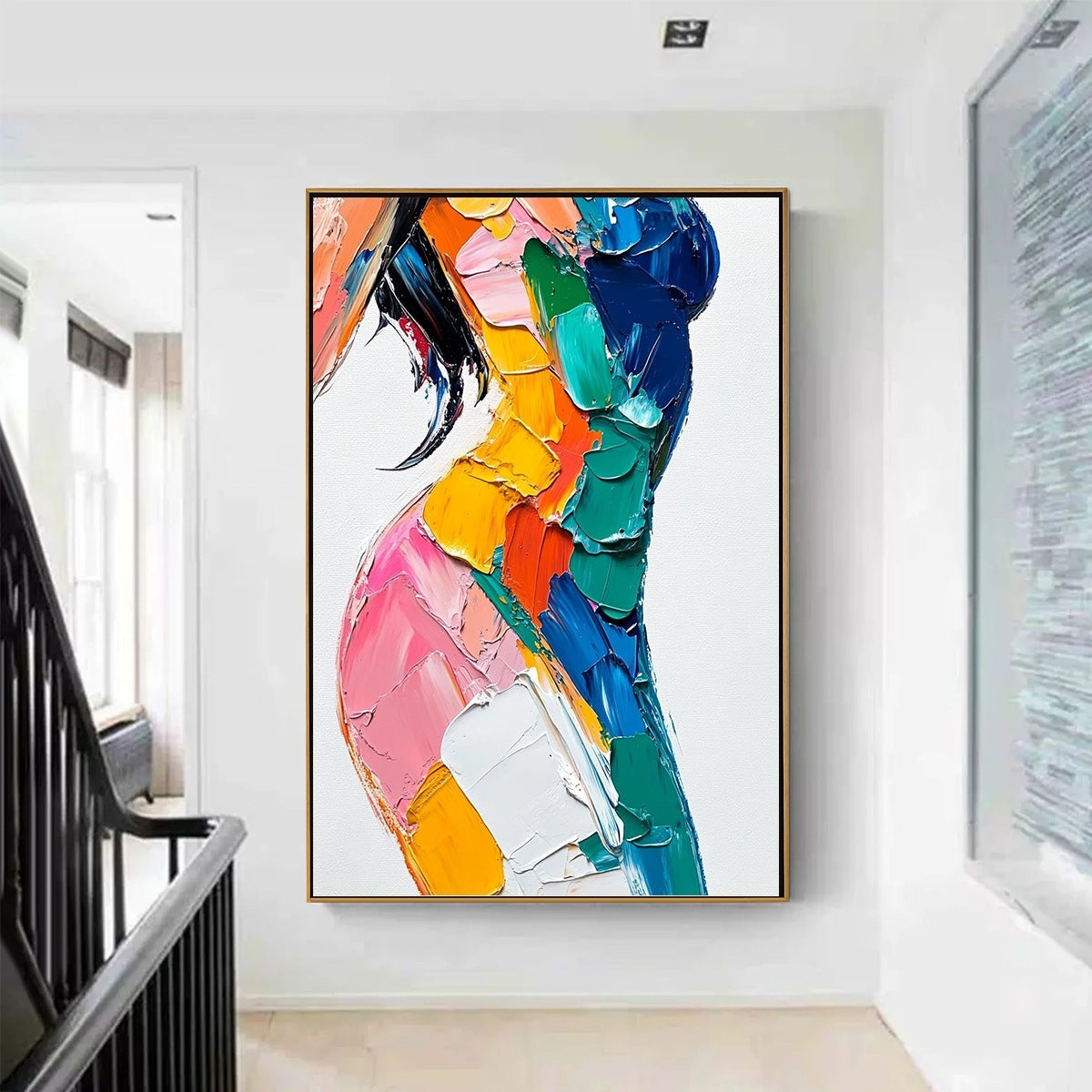 CHROMATIC FIGURE: Textured Impasto Abstract Figure Oil Painting