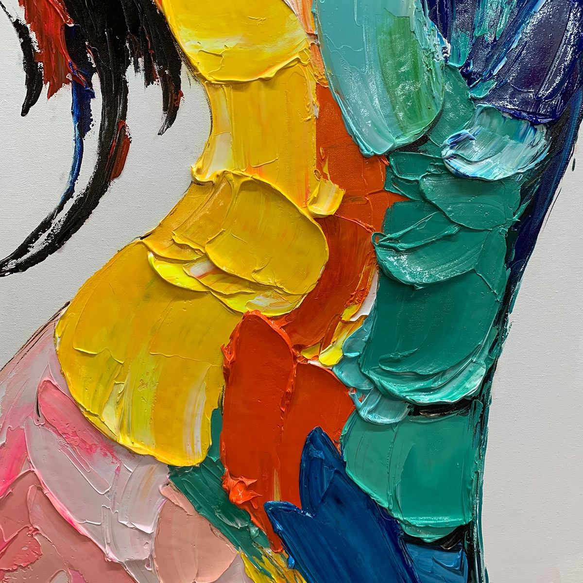 CHROMATIC FIGURE: Textured Impasto Abstract Figure Oil Painting