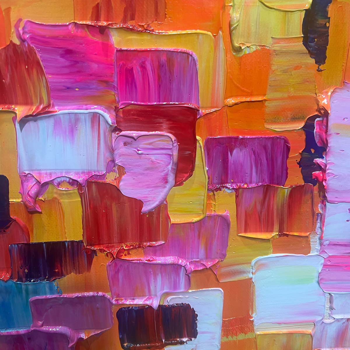 CHROMA DANCE: Colorful Abstract Impasto Oil Painting