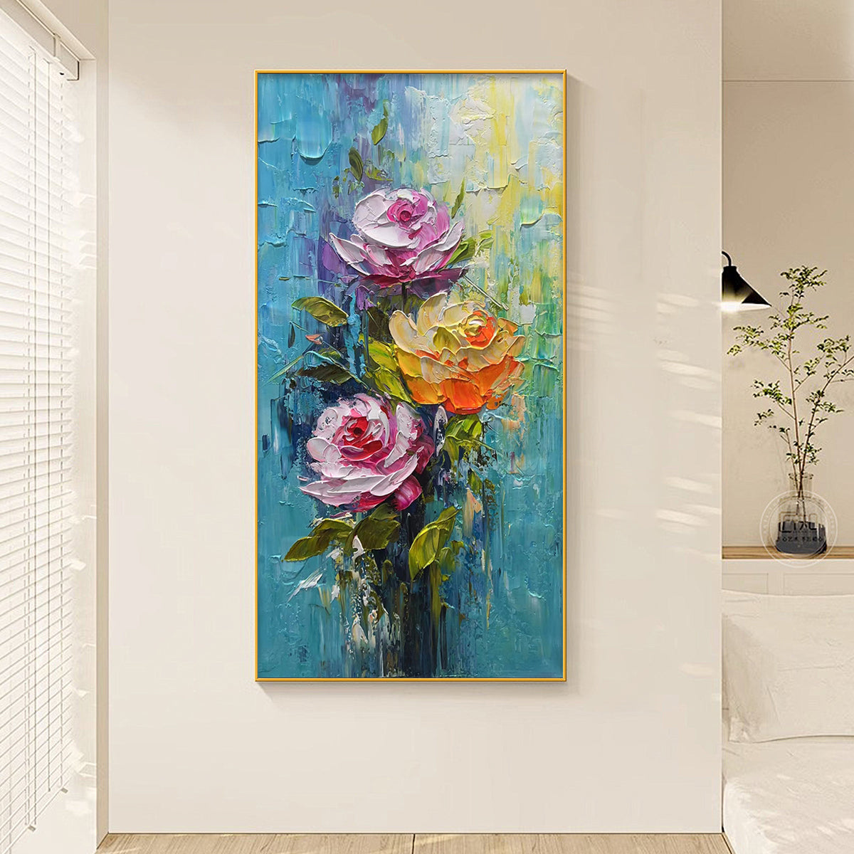 CHROMA ROSES: Colorful Roses Floral Impasto Oil Painting