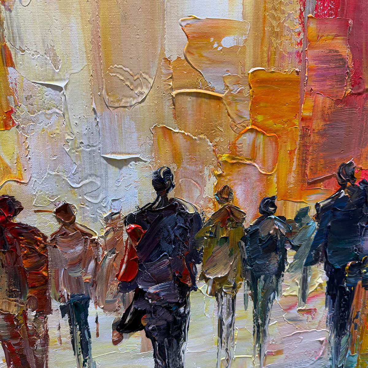 CITY LIGHTS: Textured Impasto Cityscape Oil Painting